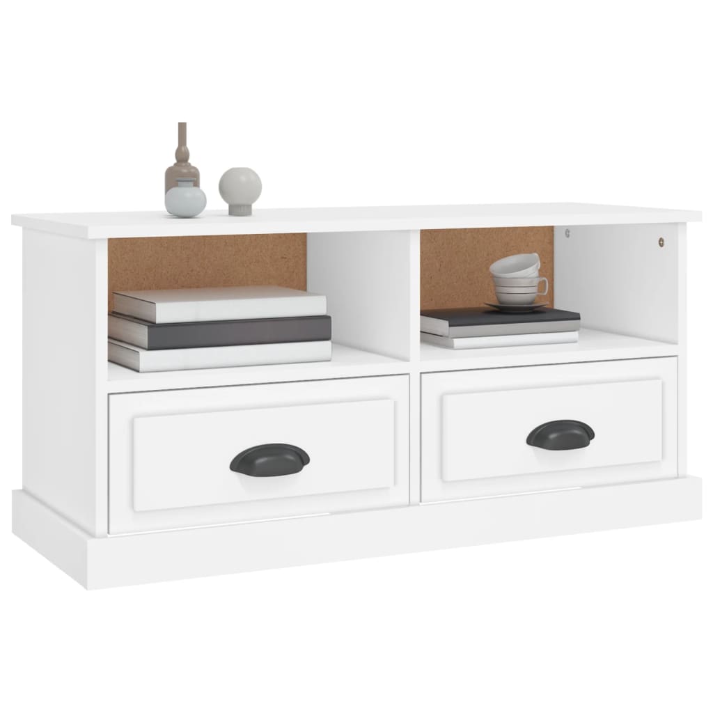 Tv-Benk Hvit 93X35,5X45 Cm Konstruert Tre