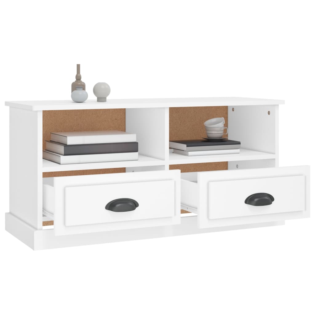 Tv-Benk Hvit 93X35,5X45 Cm Konstruert Tre