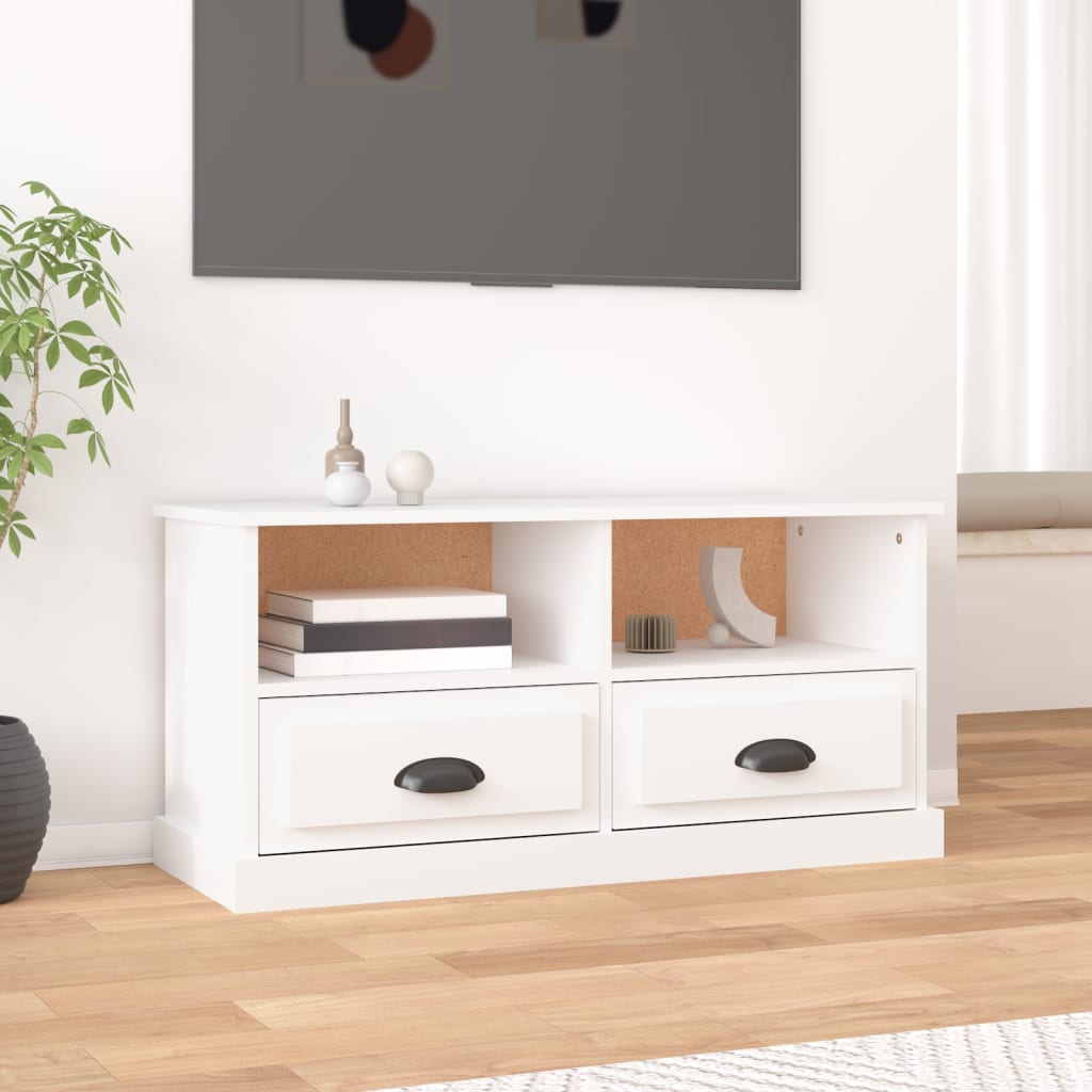 Tv-Benk Hvit 93X35,5X45 Cm Konstruert Tre