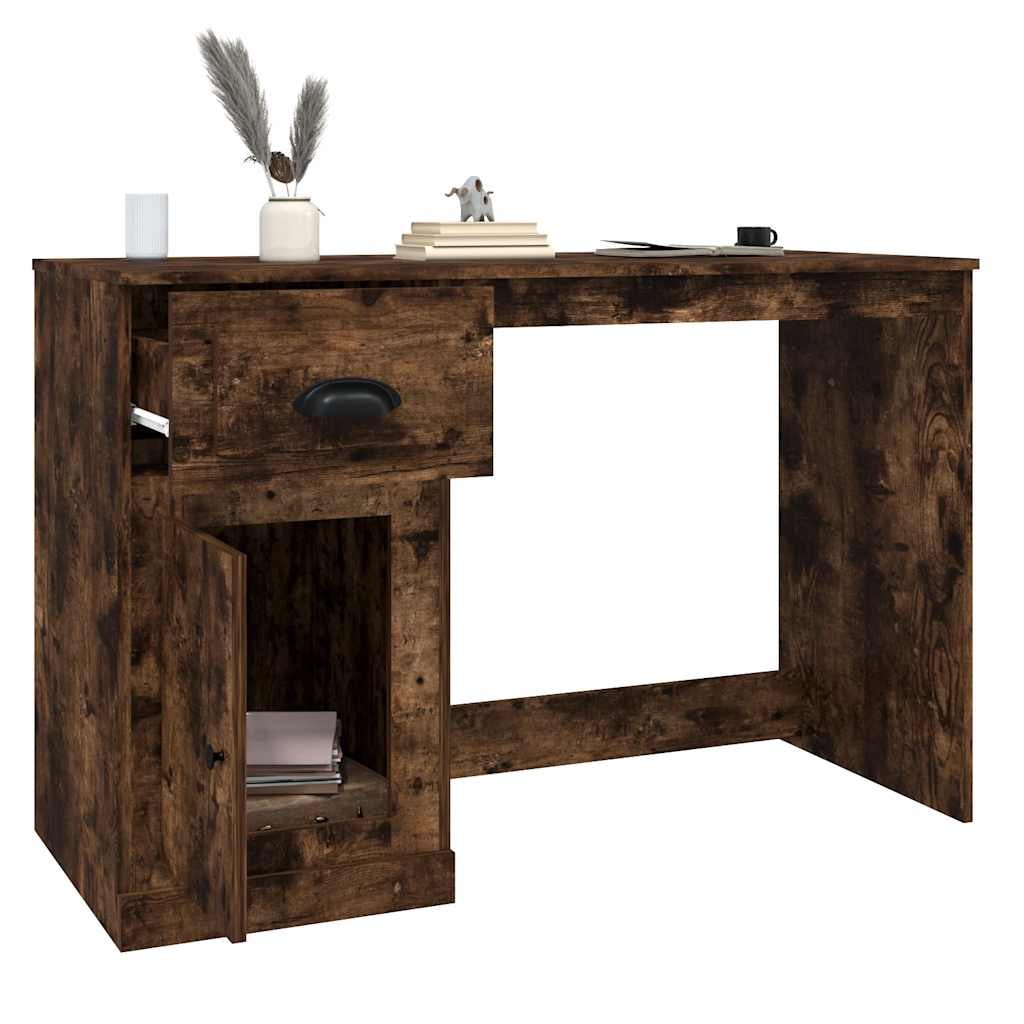 Skrivebord Med Skuff Røkt Eik 115X50X75 Cm Konstruert Tre