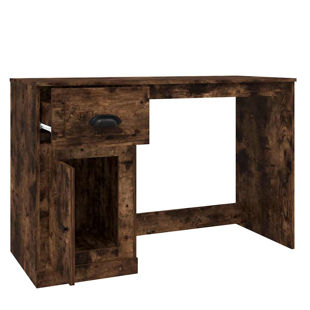 Skrivebord Med Skuff Røkt Eik 115X50X75 Cm Konstruert Tre