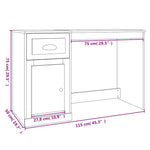 Skrivebord Med Skuff Røkt Eik 115X50X75 Cm Konstruert Tre