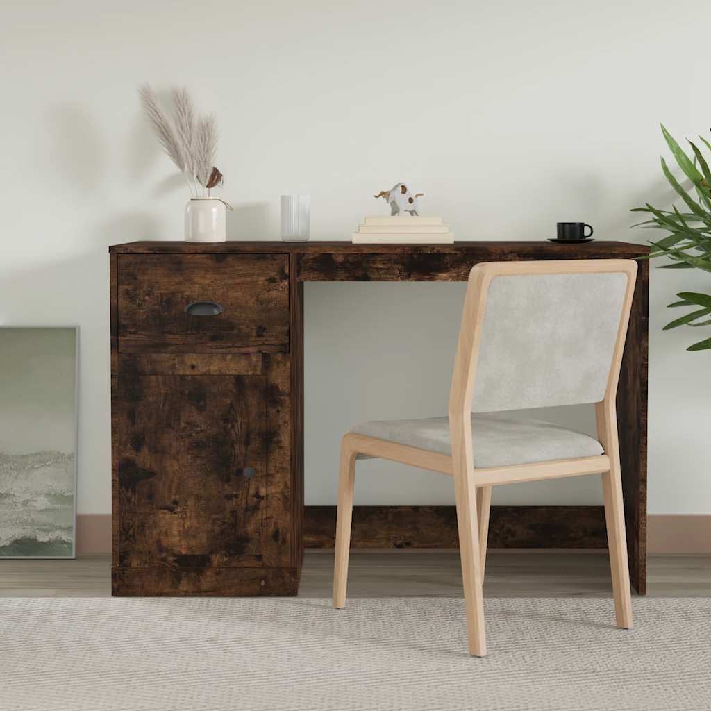 Skrivebord Med Skuff Røkt Eik 115X50X75 Cm Konstruert Tre