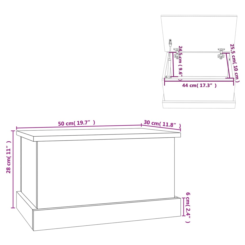 Oppbevaringsboks Betonggrå 50X30X28 Cm Konstruert Tre