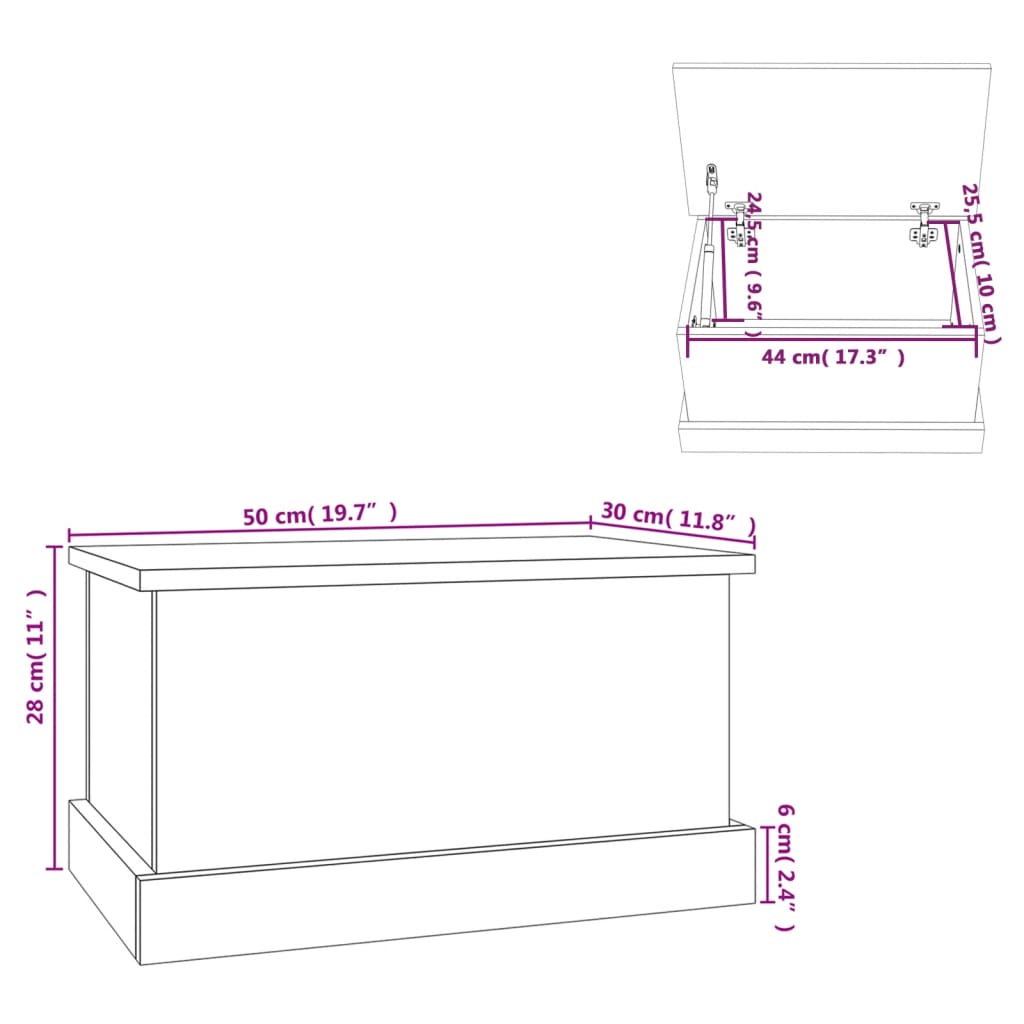 Oppbevaringsboks Røkt Eik 50X30X28 Cm Konstruert Tre