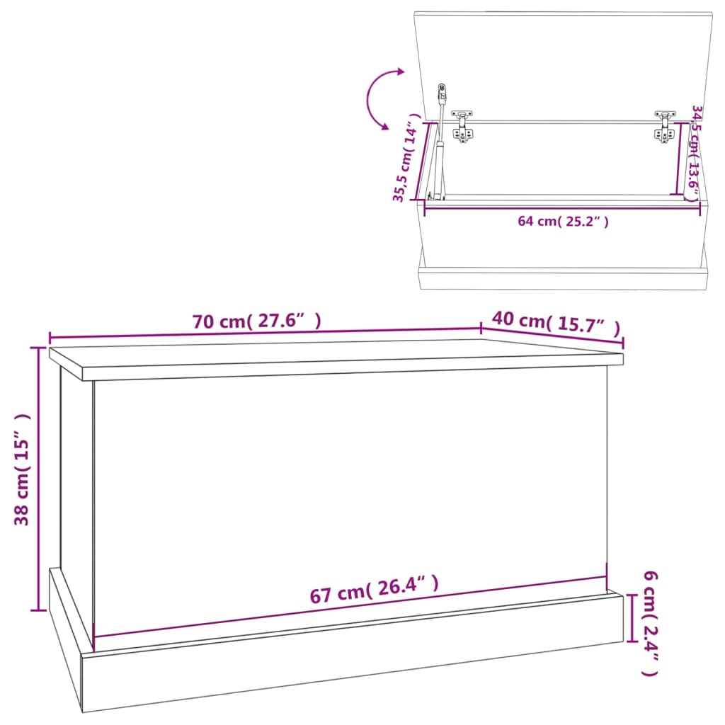 Oppbevaringsboks Hvit 70X40X38 Cm Konstruert Tre