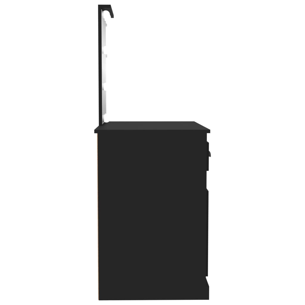 Sminkebord Med Led Svart 90X50X132,5 Cm Konstruert Tre