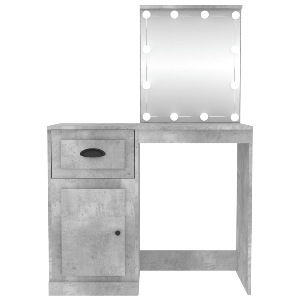 Sminkebord Med Led Betonggrå 90X50X132,5 Cm Konstruert Tre