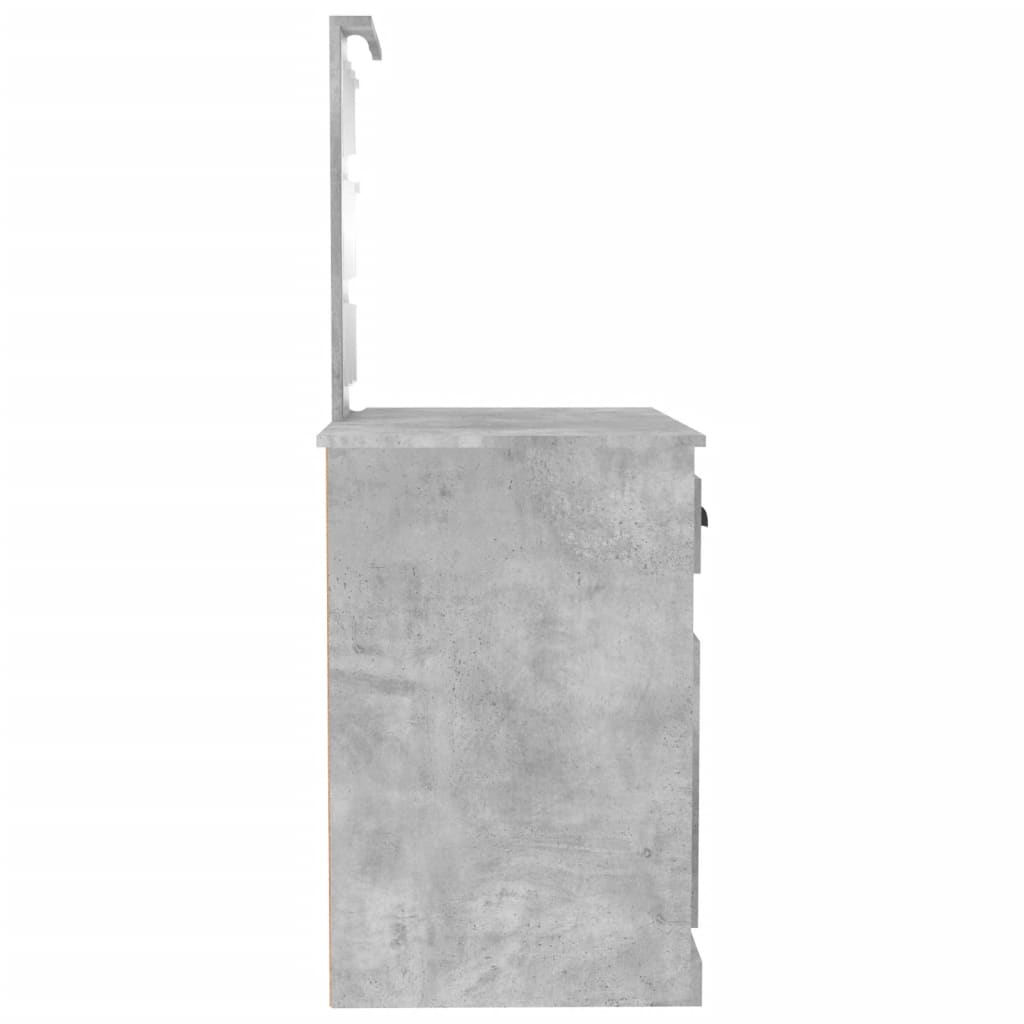 Sminkebord Med Led Betonggrå 90X50X132,5 Cm Konstruert Tre