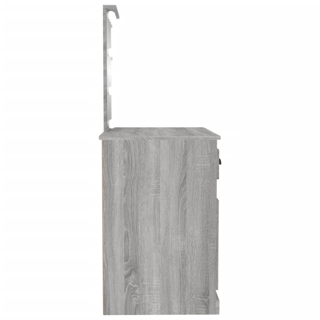 Sminkebord Med Led Grå Sonoma 90X50X132,5 Cm Konstruert Tre