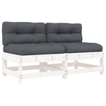 Midtsofaer Med Puter 2 Stk Hvit Heltre Furu