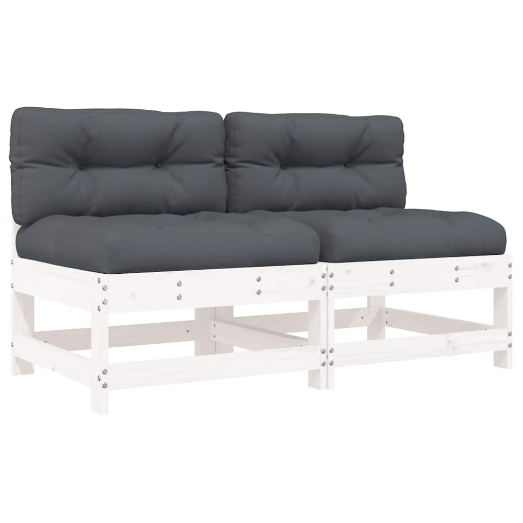 Midtsofaer Med Puter 2 Stk Hvit Heltre Furu