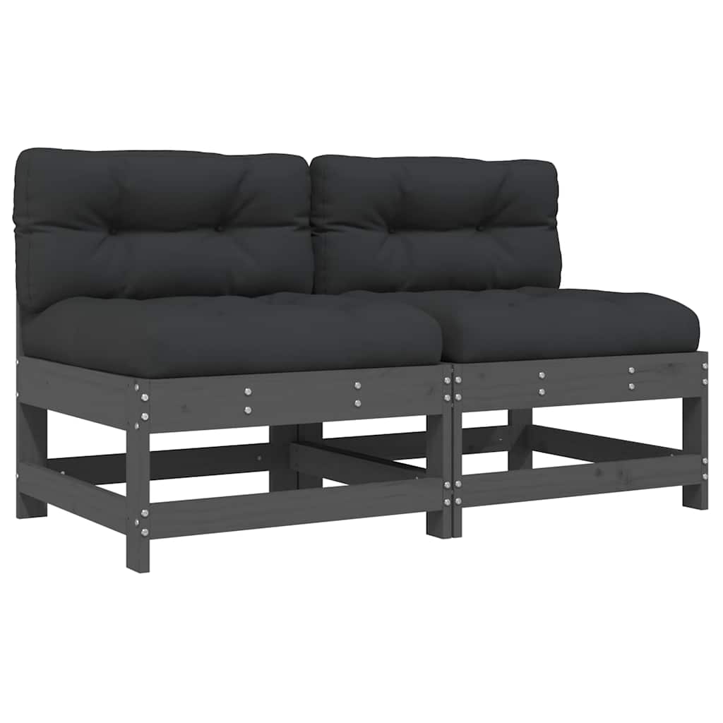 Midtsofaer Med Puter 2 Stk Grå Heltre Furu