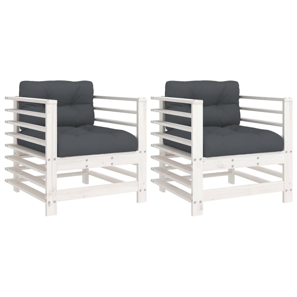 Hagestoler Med Puter 2 Stk Hvit Heltre Furu