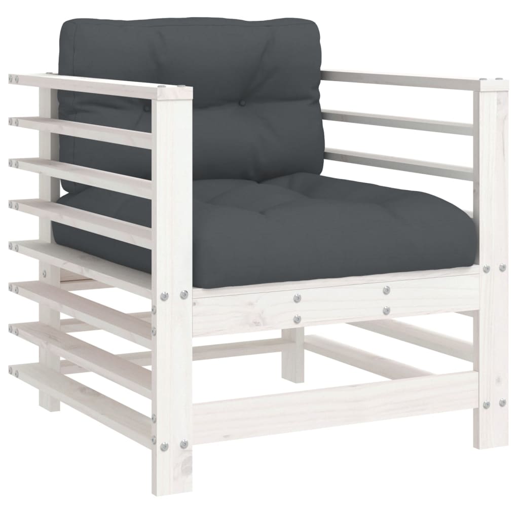 Hagestoler Med Puter 2 Stk Hvit Heltre Furu