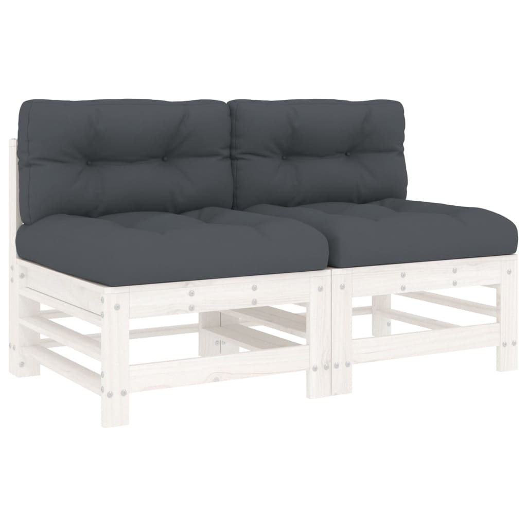 Midtsofaer Med Puter 2 Stk Hvit Heltre Furu