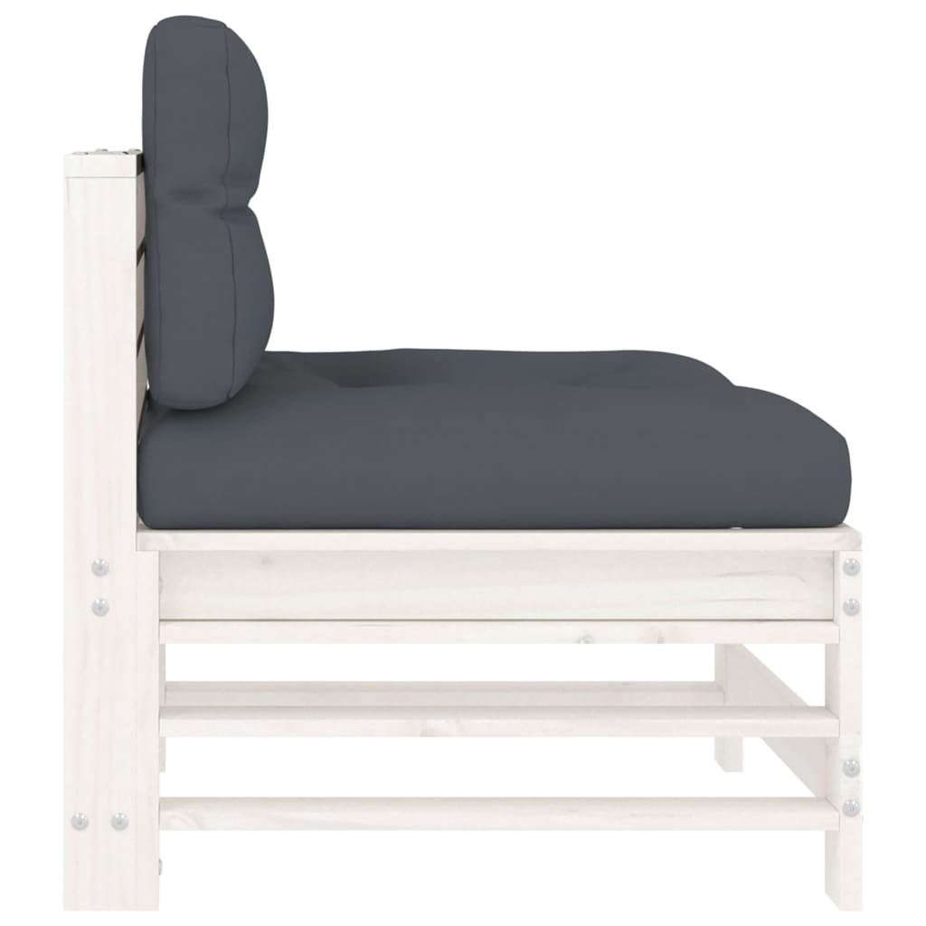 Midtsofaer Med Puter 2 Stk Hvit Heltre Furu
