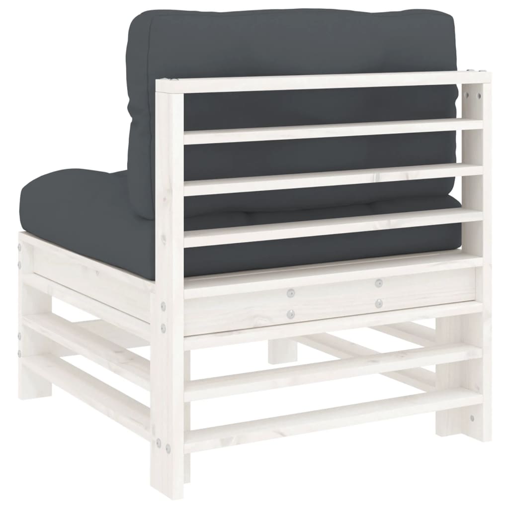 Midtsofaer Med Puter 2 Stk Hvit Heltre Furu
