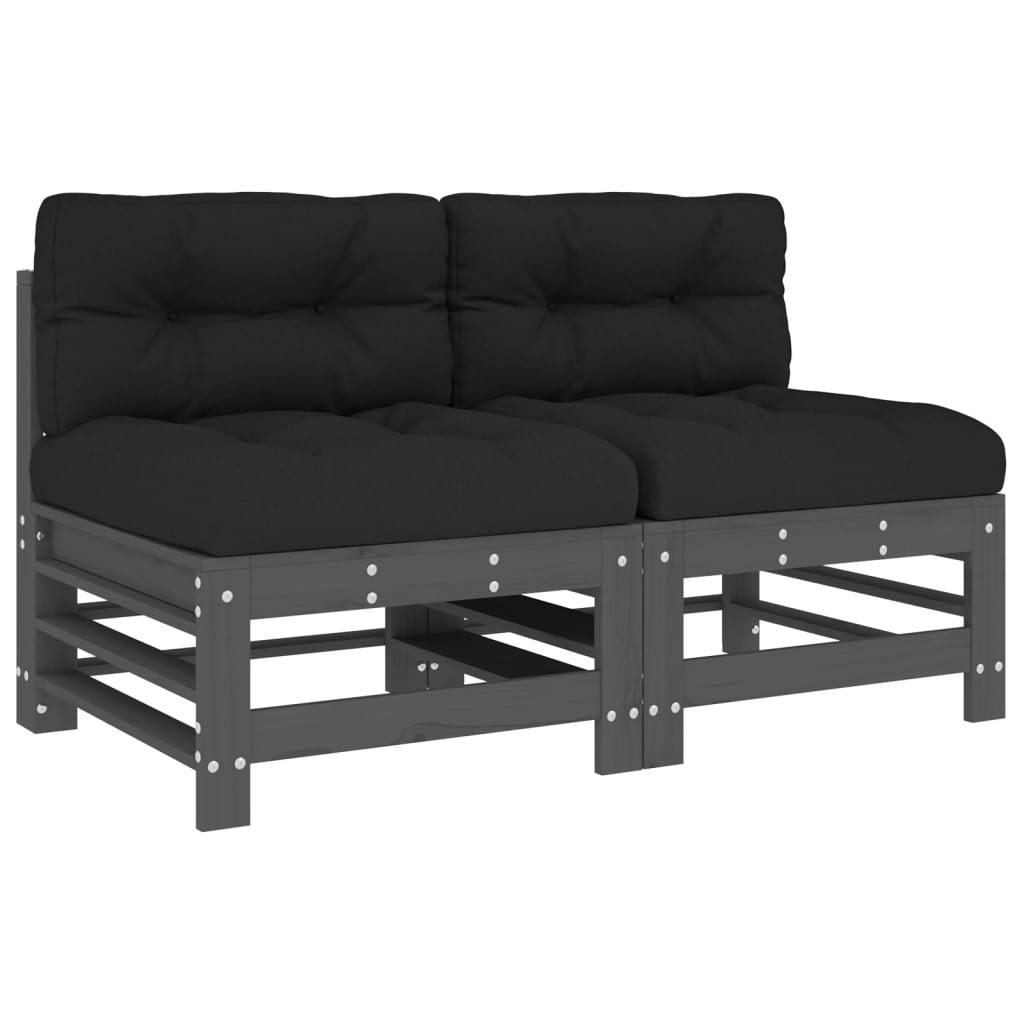 Midtsofaer Med Puter 2 Stk Grå Heltre Furu