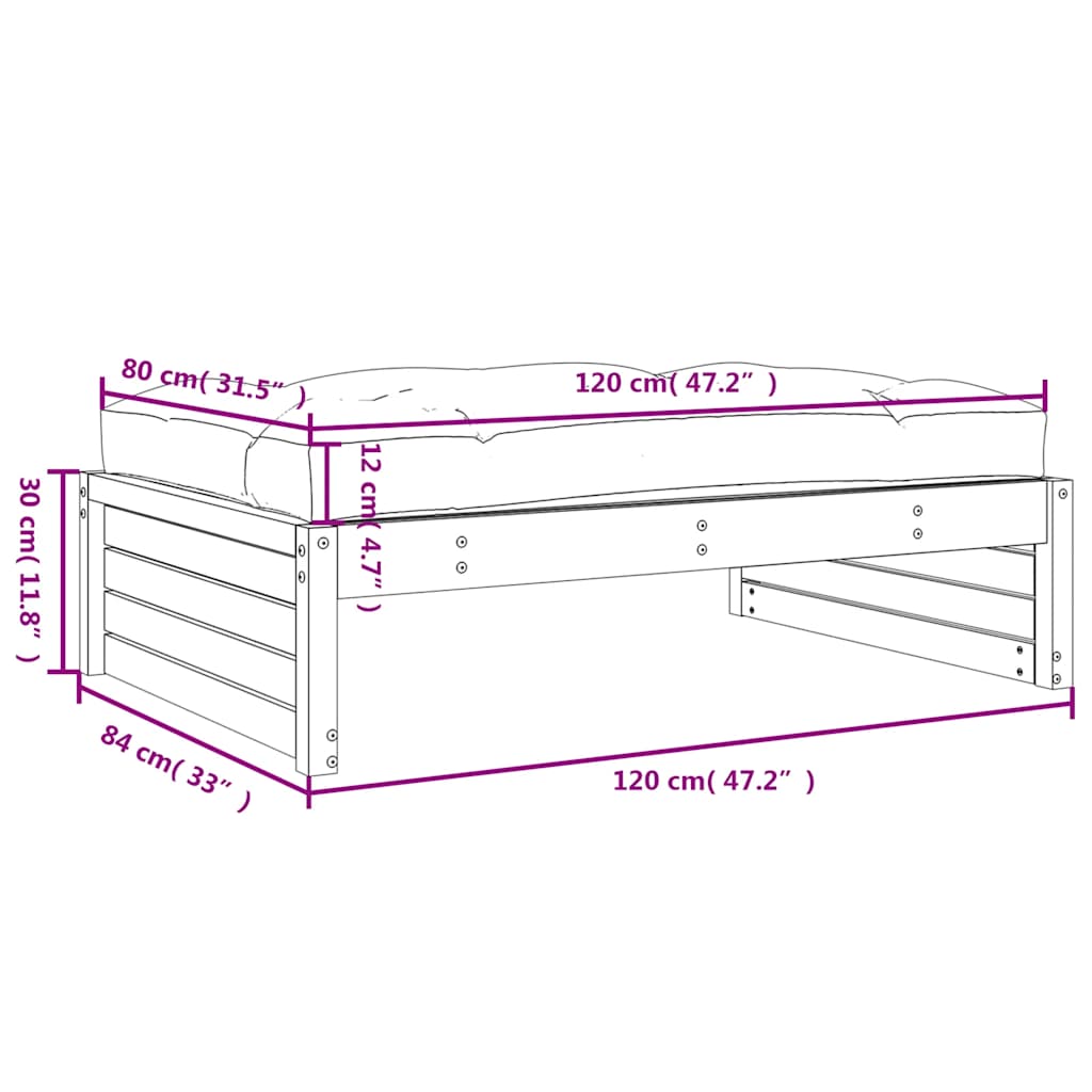 Hagefotskammel Hvit 120X80 Cm Heltre Furu