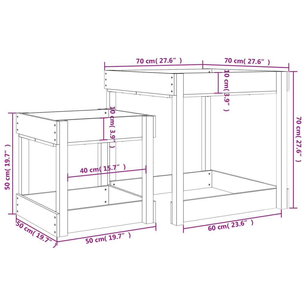 Sandbord 2 Stk Honningbrun Heltre Furu