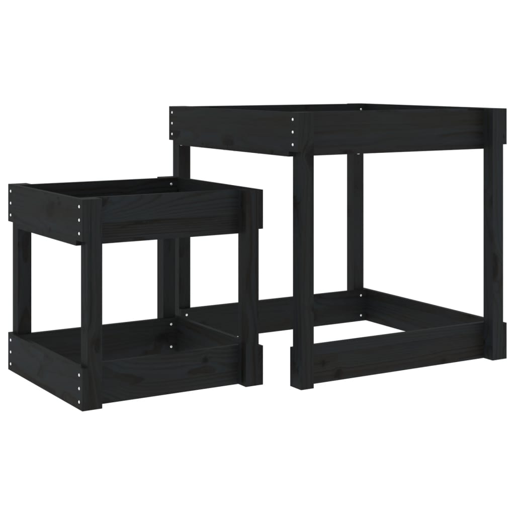 Sandbord 2 Stk Svart Heltre Furu