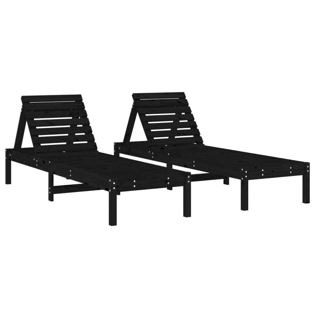 Solsenger 2 Stk Svart 199,5X60X74 Cm Heltre Furu