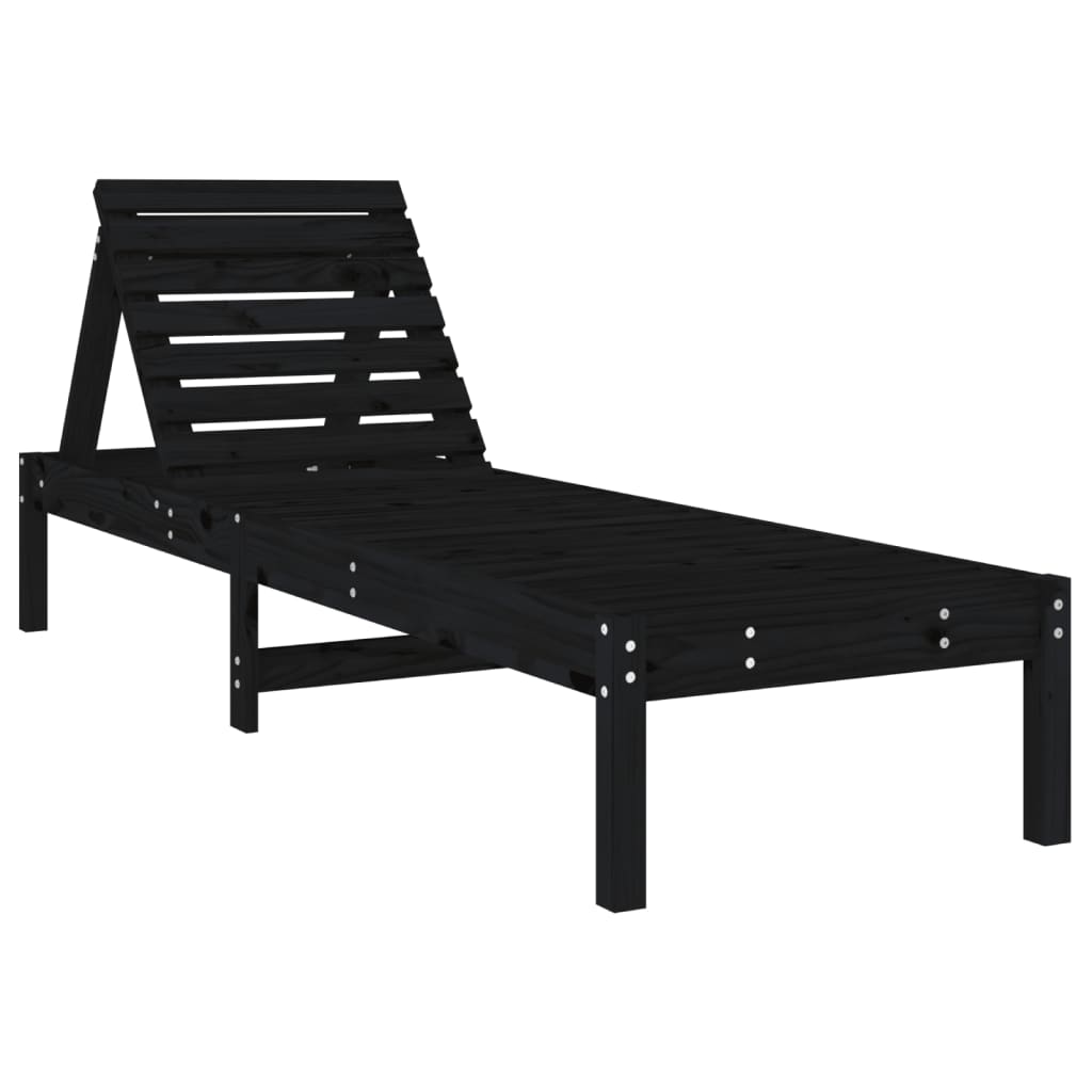Solsenger 2 Stk Svart 199,5X60X74 Cm Heltre Furu