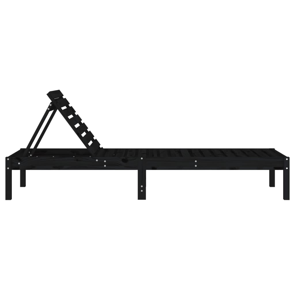 Solsenger 2 Stk Svart 199,5X60X74 Cm Heltre Furu