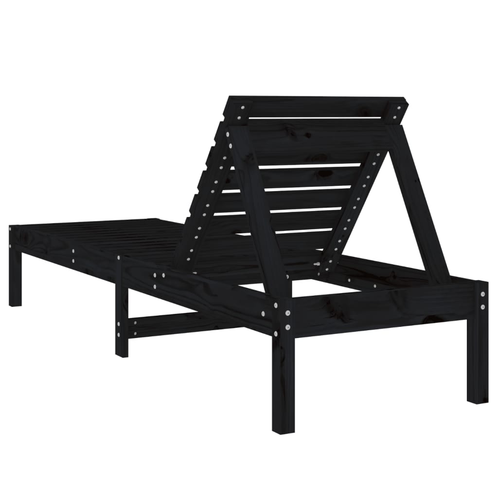 Solsenger 2 Stk Svart 199,5X60X74 Cm Heltre Furu