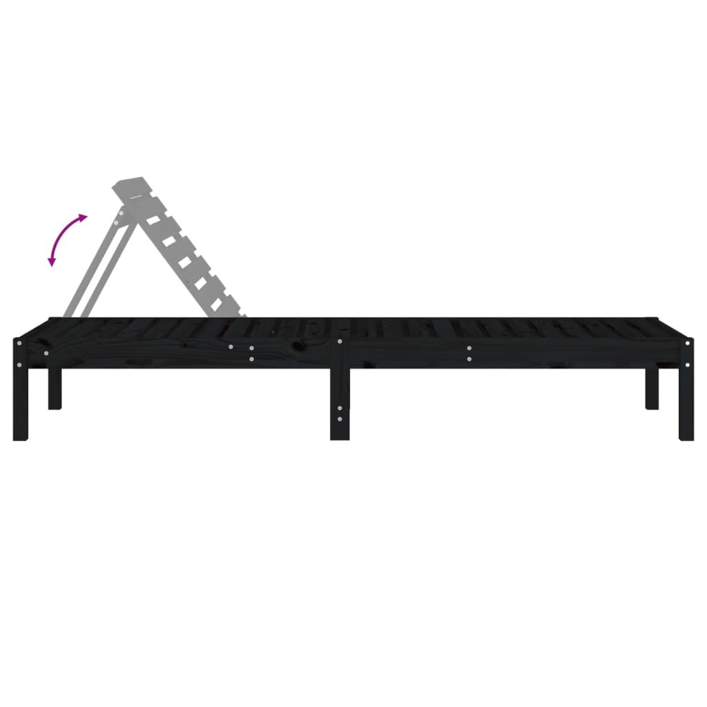 Solsenger 2 Stk Svart 199,5X60X74 Cm Heltre Furu