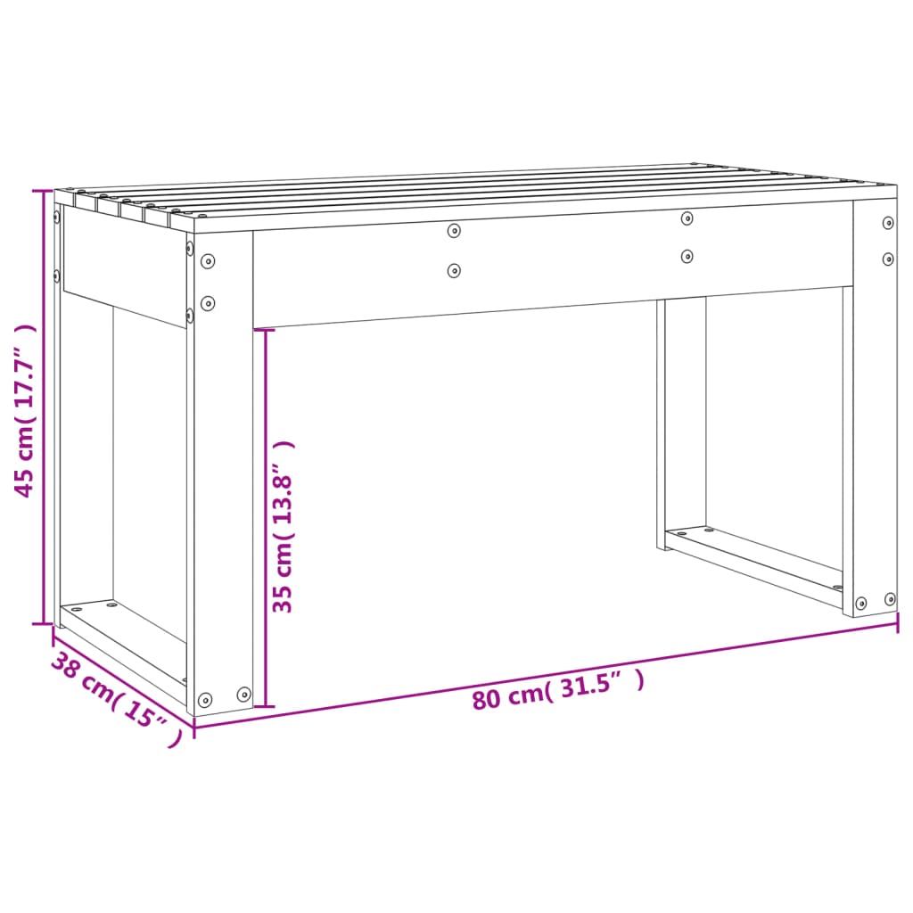 Hagebenk Hvit 80X38X45 Cm Heltre Furu