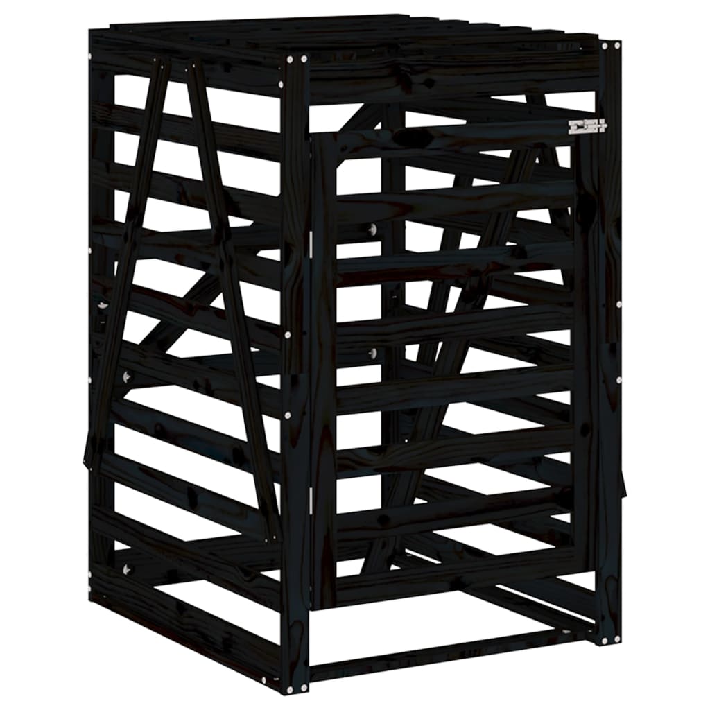 Søppeldunkskur Svart 84X90X128,5 Cm Heltre Furu