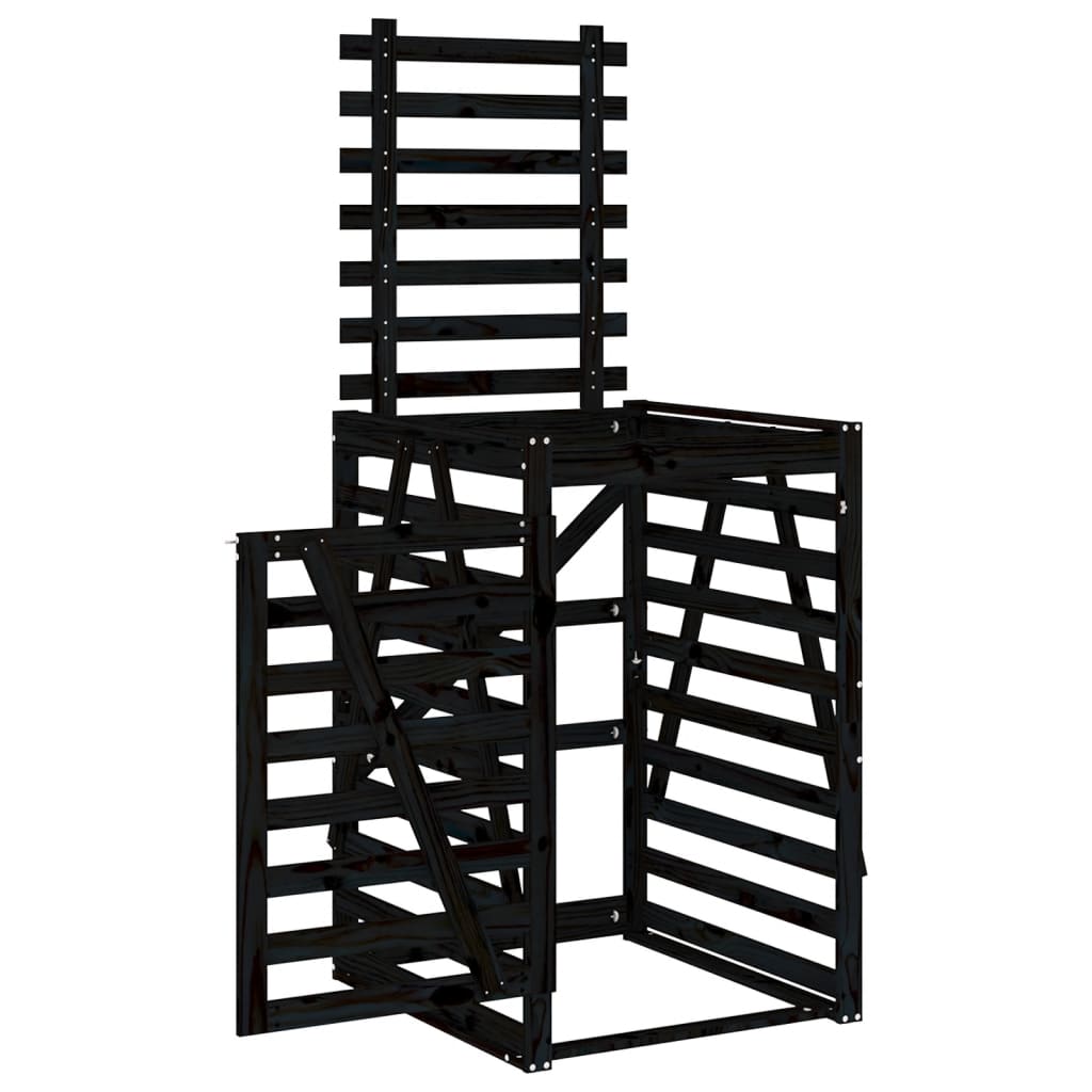 Søppeldunkskur Svart 84X90X128,5 Cm Heltre Furu