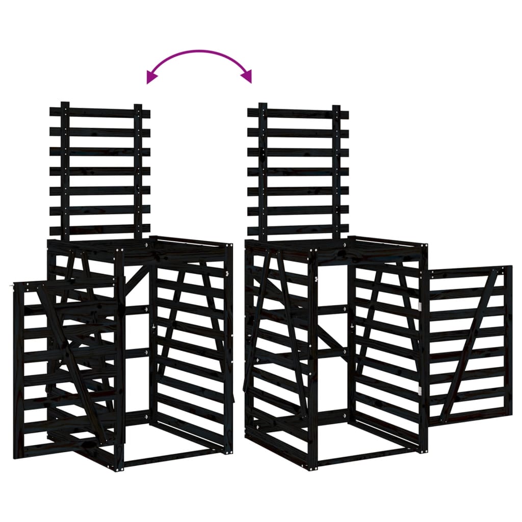 Søppeldunkskur Svart 84X90X128,5 Cm Heltre Furu