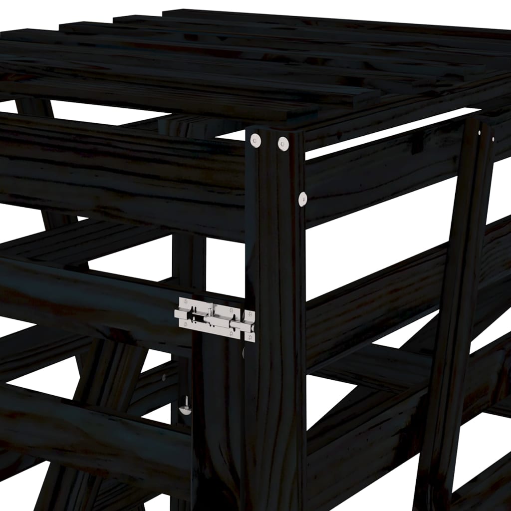 Søppeldunkskur Svart 84X90X128,5 Cm Heltre Furu