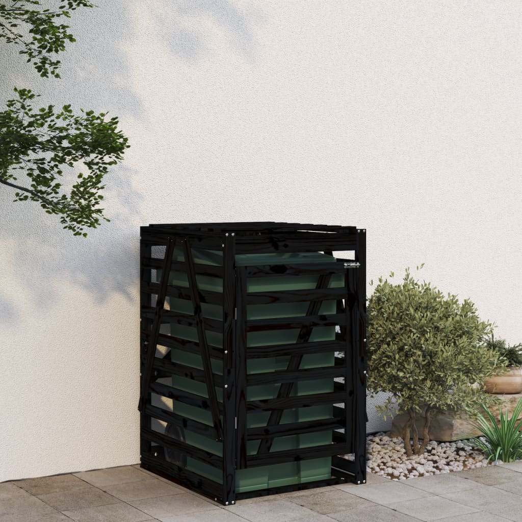 Søppeldunkskur Svart 84X90X128,5 Cm Heltre Furu