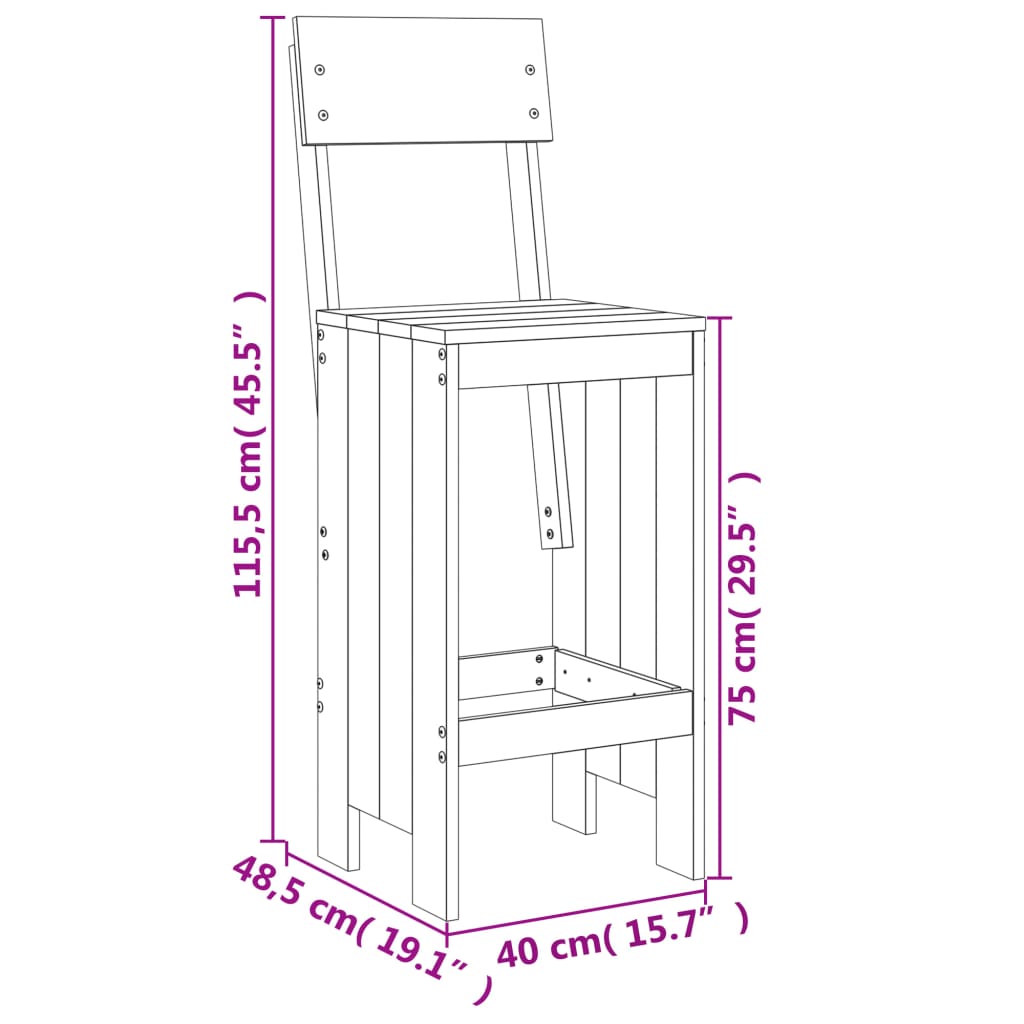 Barkrakker 2 Stk Hvit 40X48,5X115,5 Cm Heltre Furu
