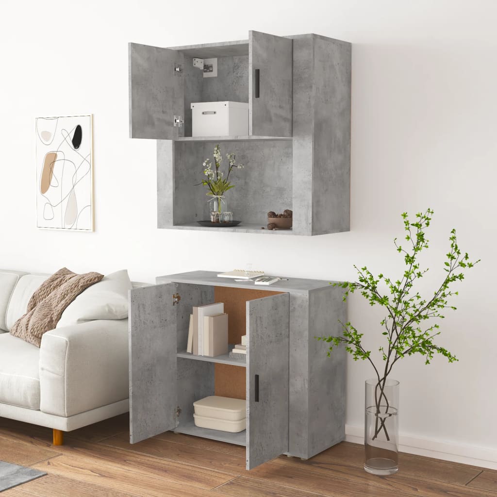 Highboard Betonggrå Konstruert Tre