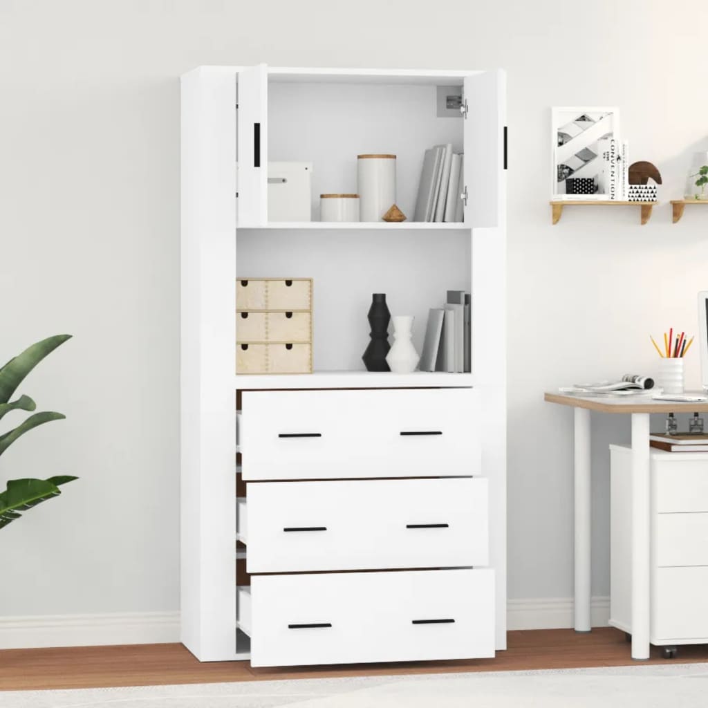 Highboard Hvit Konstruert Tre