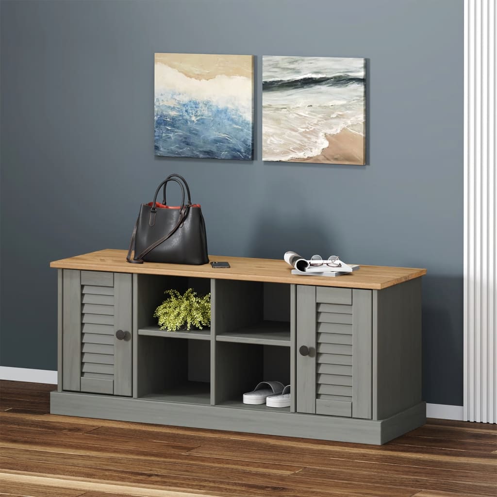 Skobenk Vigo Grå 106X35X45 Cm Heltre Furu