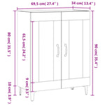 Skjenk Svart 69,5X34X90 Cm Konstruert Tre