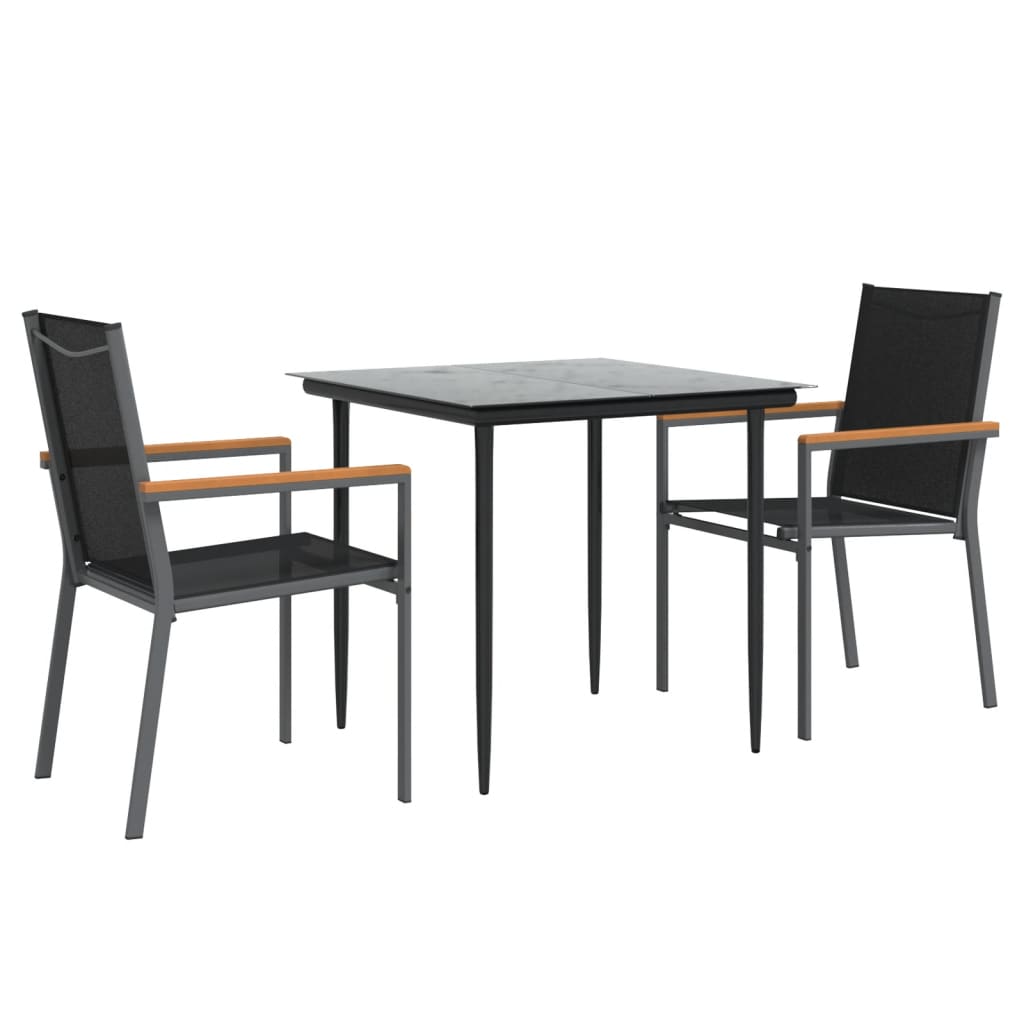 Hagespisegruppe 3 Deler Svart Textilene Og Stål