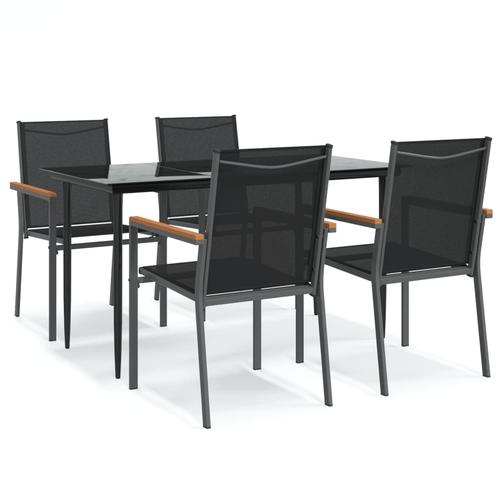 Hagespisegruppe 5 Deler Svart Textilene Og Stål