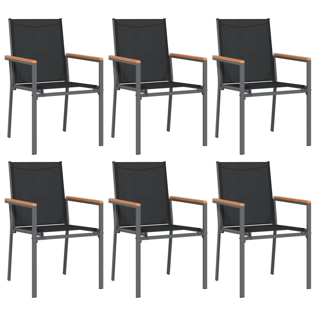 Hagespisegruppe 7 Deler Svart Textilene Og Stål