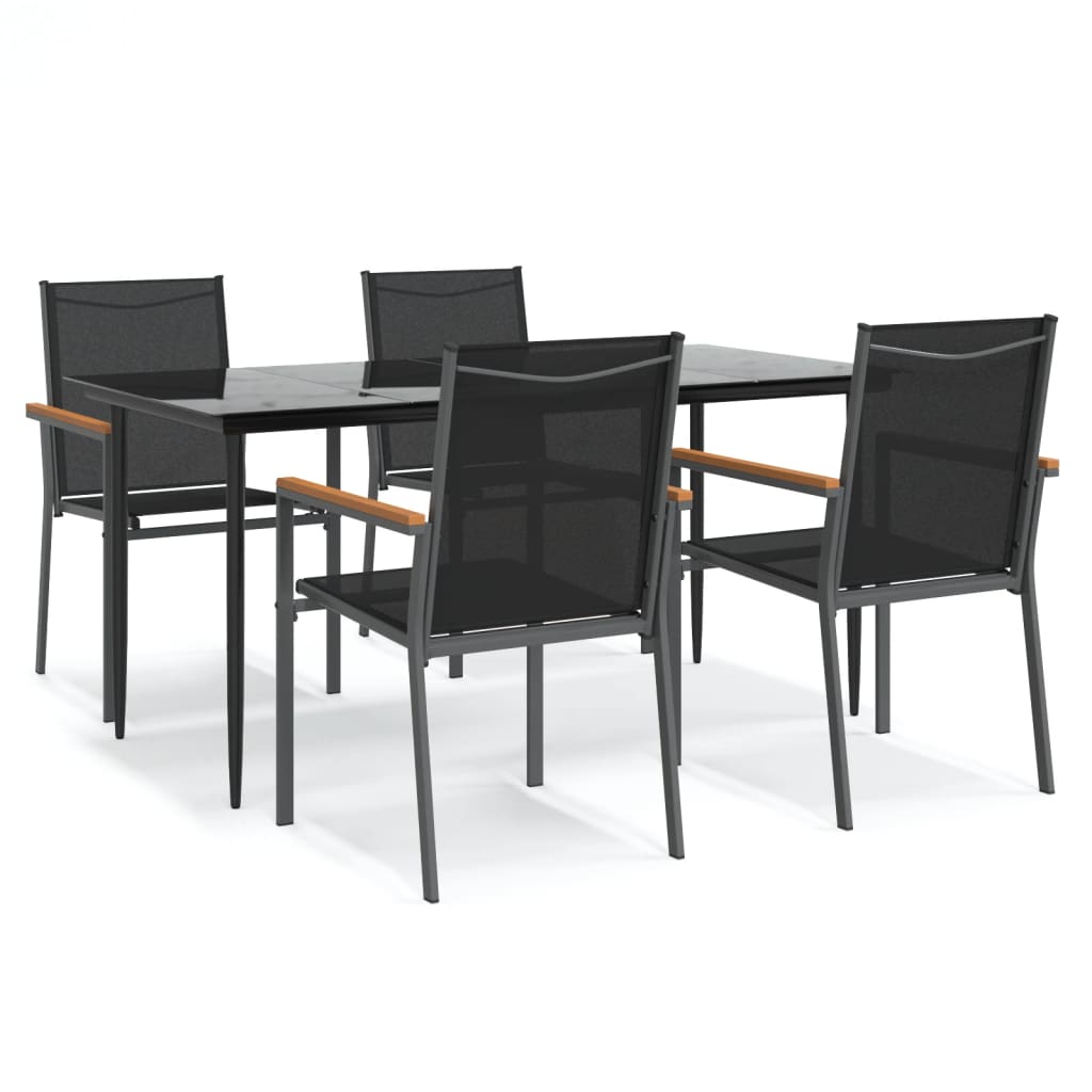 Hagespisegruppe 5 Deler Svart Textilene Og Stål