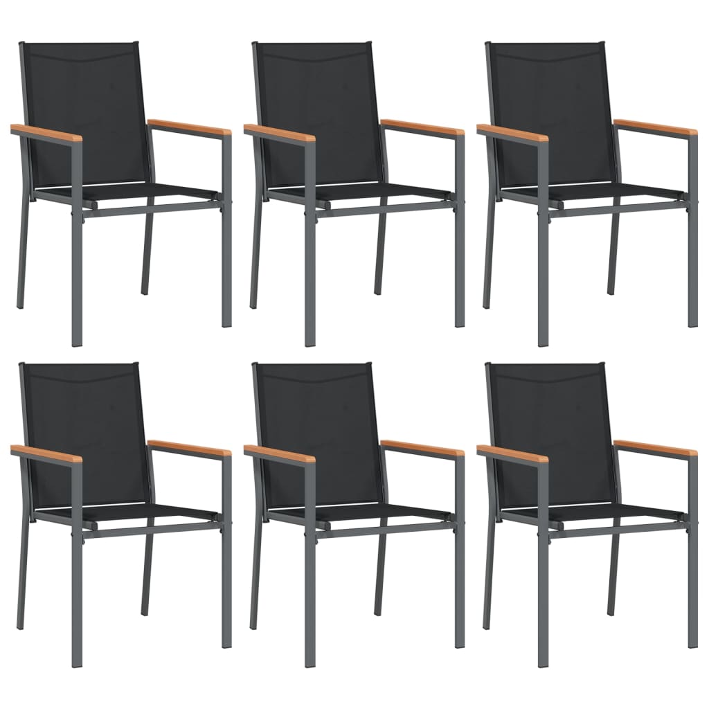 Hagespisegruppe 7 Deler Svart Textilene Og Stål