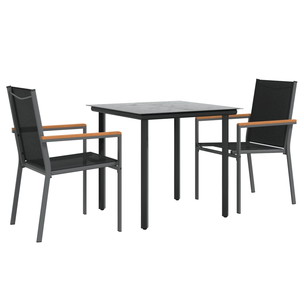 Hagespisegruppe 3 Deler Svart Textilene Og Stål