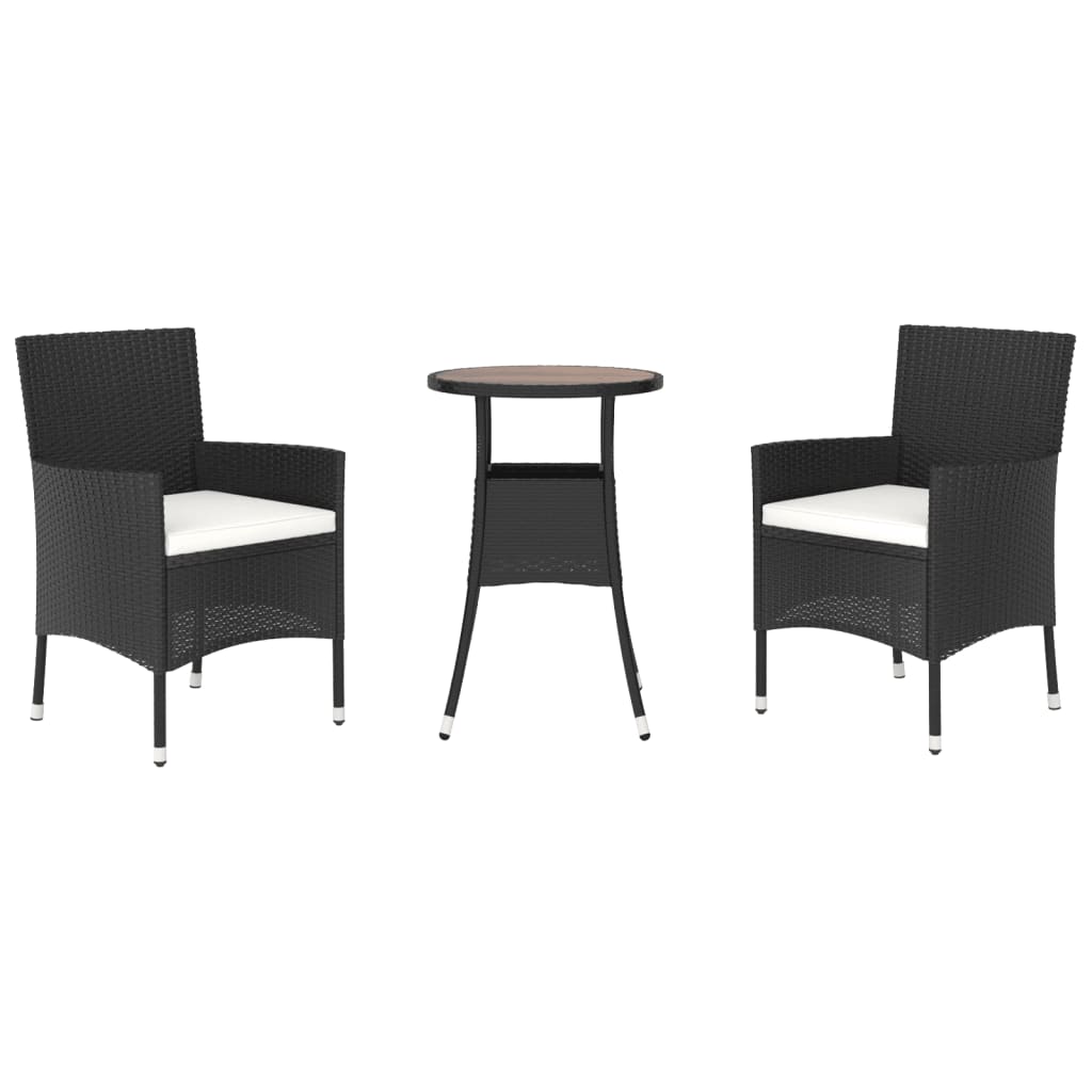 Hagebistrosett Med Puter 3 Deler Svart Polyrotting