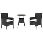 Hagebistrosett Med Puter 3 Deler Svart Polyrotting
